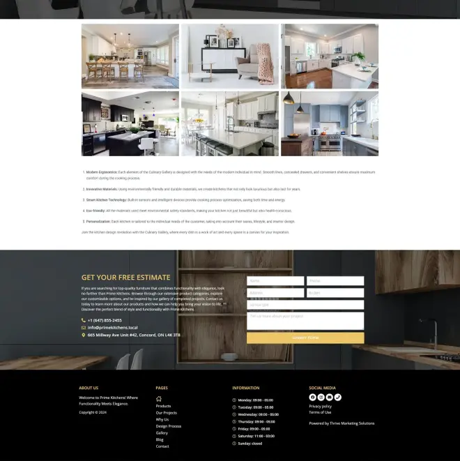 Galerie de cuisines et formulaire d’estimation de Prime Kitchens
