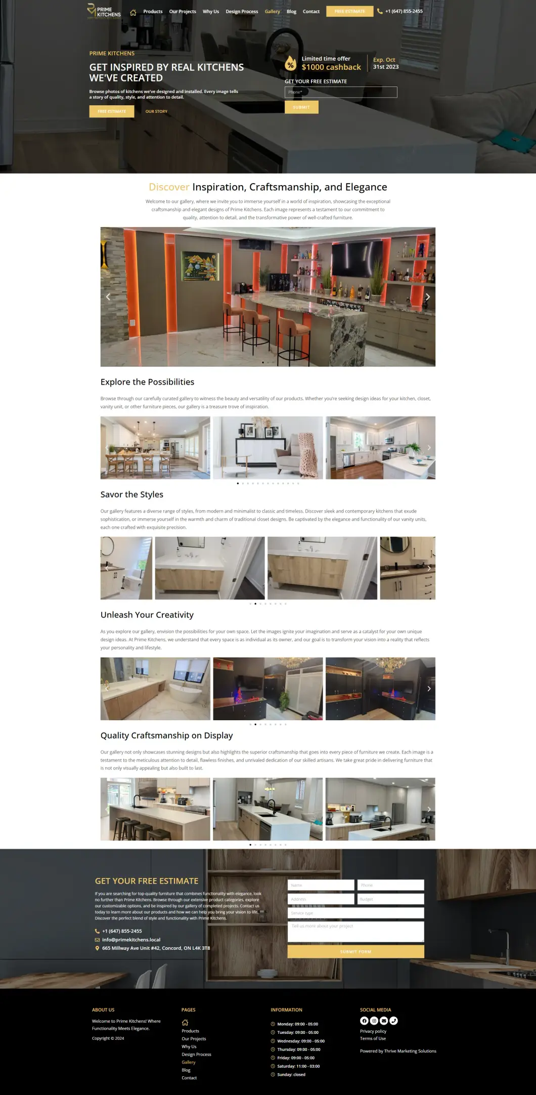 Page Galerie du site Web de Prime Kitchens