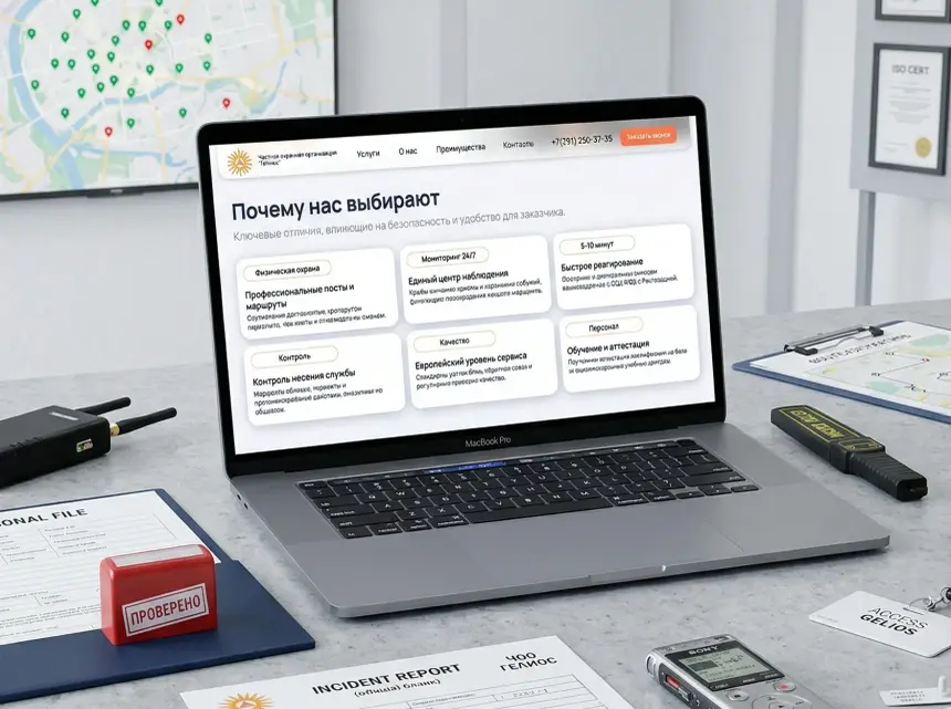 Why choose us section of the security company website