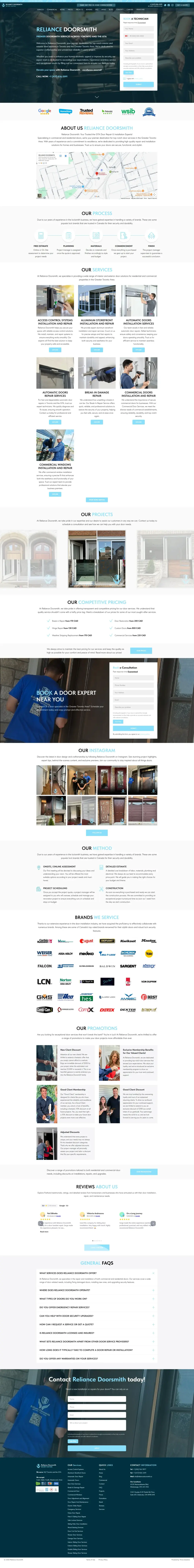 Reliance Doorsmith 网站的完整首页