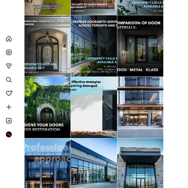 Reliance Doorsmith Instagram feed in brand style