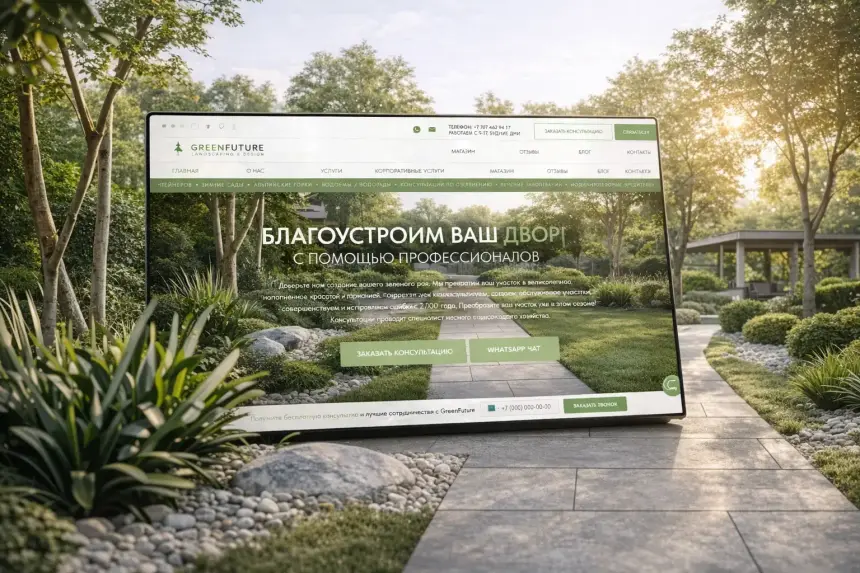 GreenFuture home page on a laptop