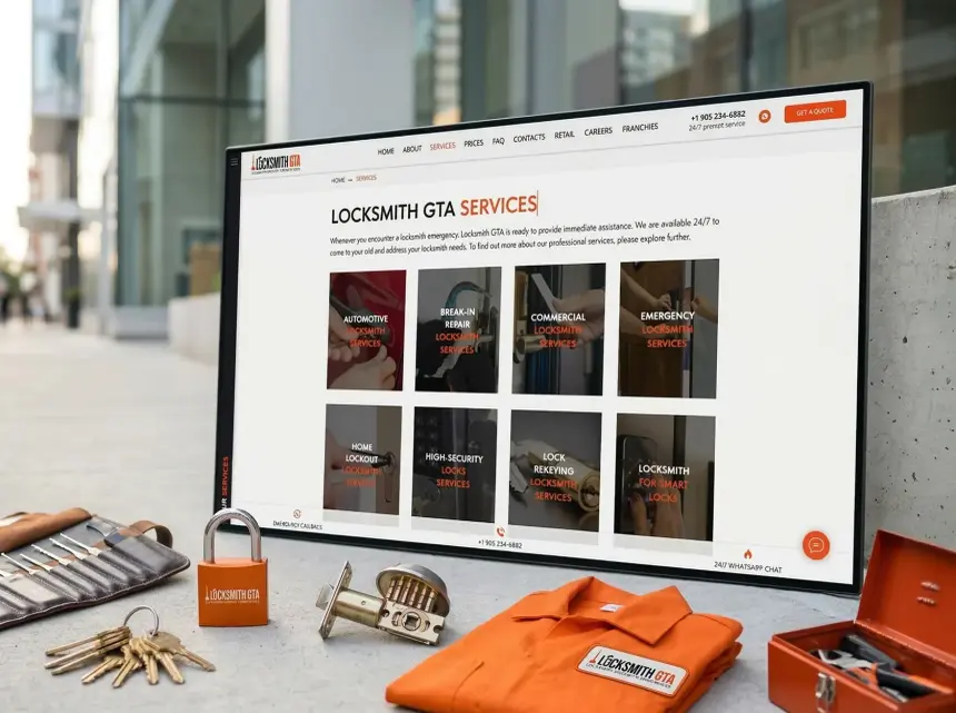 Premier écran du site de Locksmith GTA sur un ordinateur portable