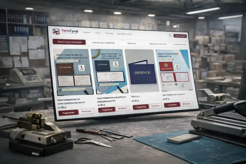 Tipograf Print product page on a monitor