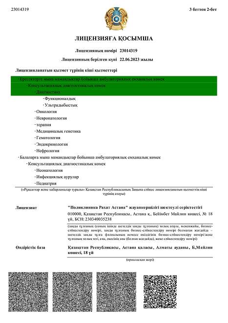 Лицензия роддома Рахат