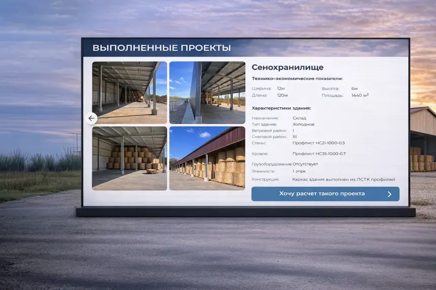 Stages of work section of the steel building landing page