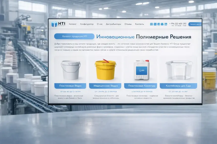 Catalogue de HTI Group sur un ordinateur portable, dans un entrepôt