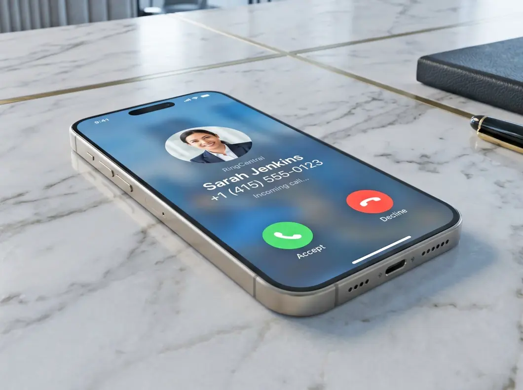 RingCentral app for Reliance Doorsmith on an iPhone
