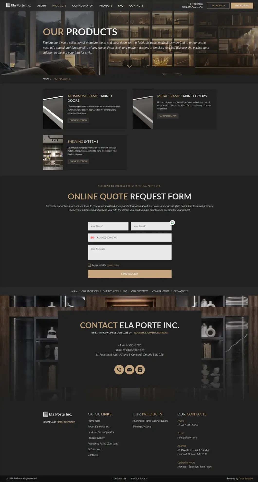 Ela Porte 网站的产品总览页