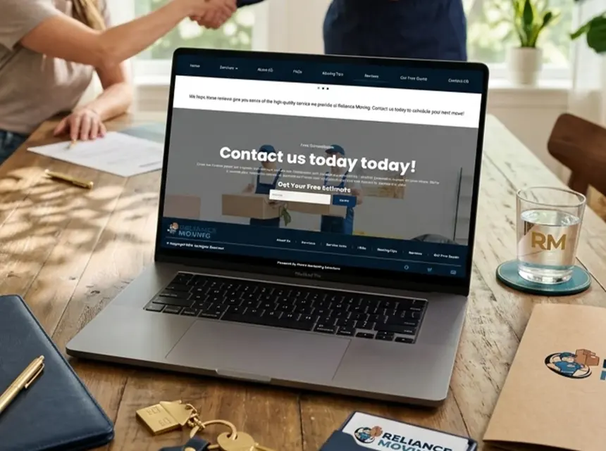 Reliance Moving contact page with quote form