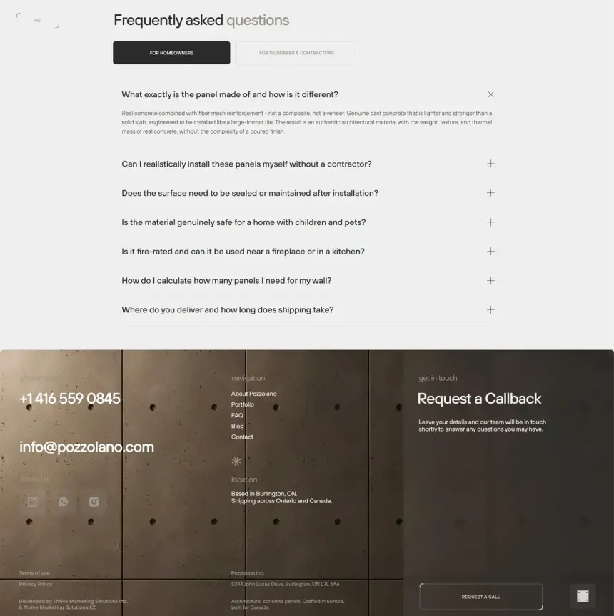 Frequently asked questions and quote request on Pozzolano.com