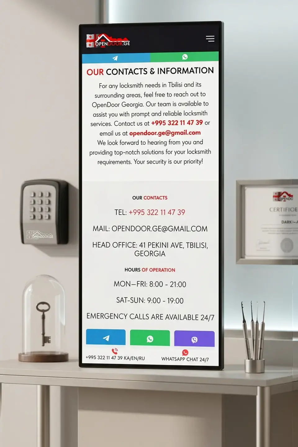 OpenDoor Georgia mobile website on a phone