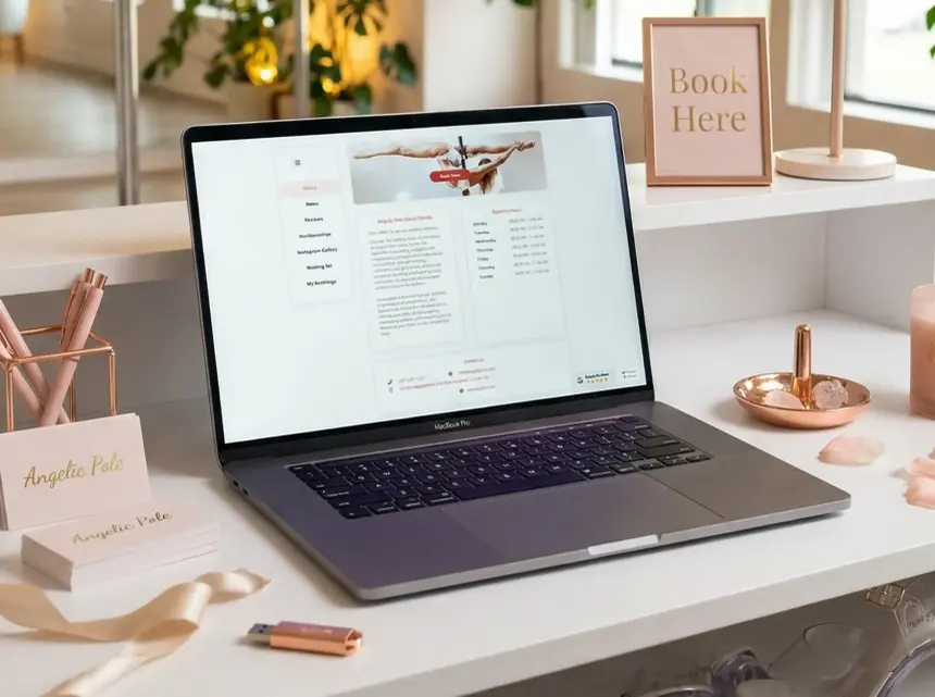 SimplyBook booking flow on the studio website