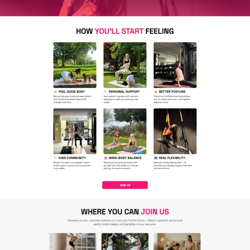 Trial class booking on Karinastretchme.ca