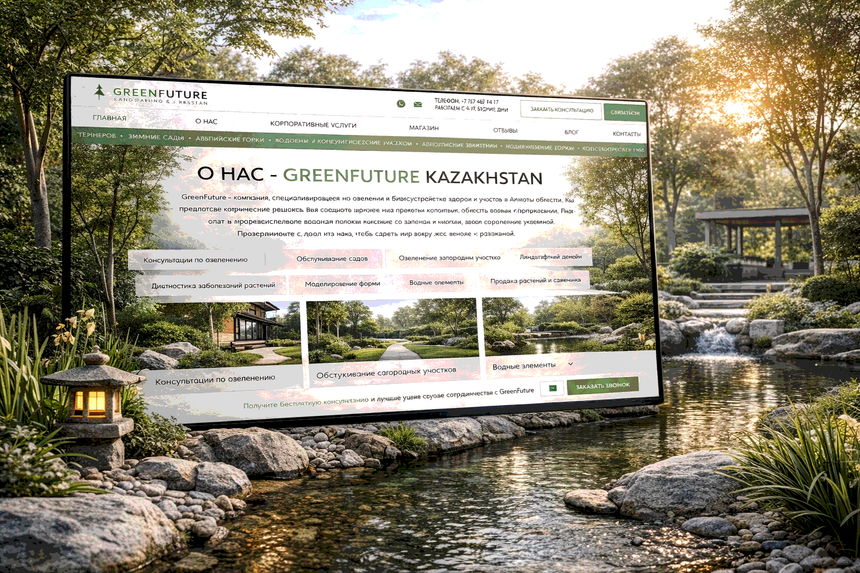 GreenFuture portfolio page on a tablet