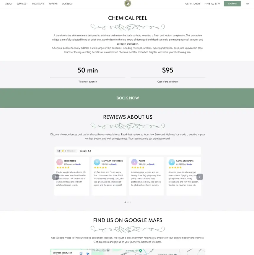 Chemical peel treatment page on balanced-wellness.ca
