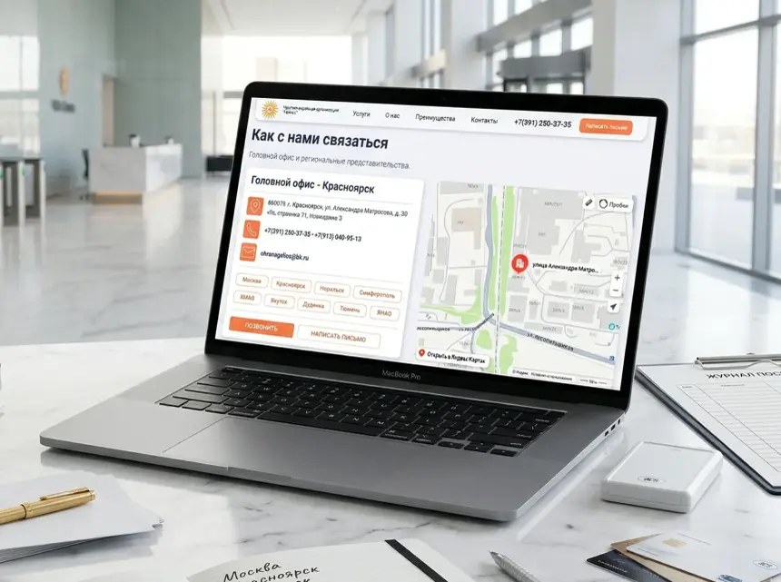Service scenarios and request form on a laptop