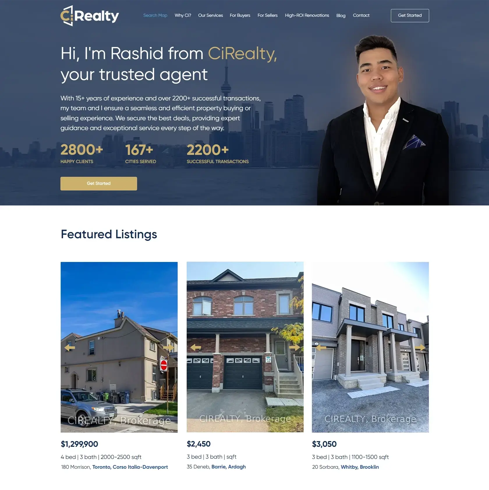 RashidCiRealty.com first screen - Toronto realtor website designed by Thrive Solutions