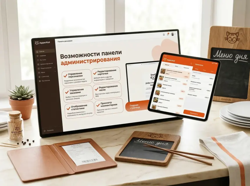 ApperKot admin panel shown on the landing page