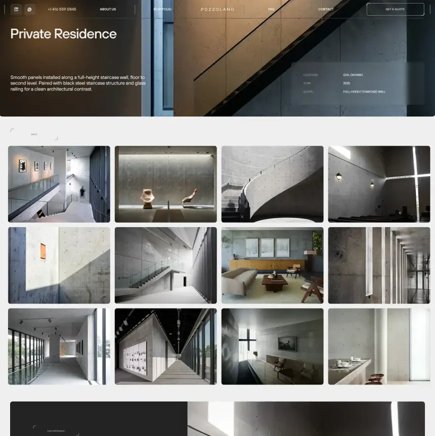 Private residence project gallery on the Pozzolano website