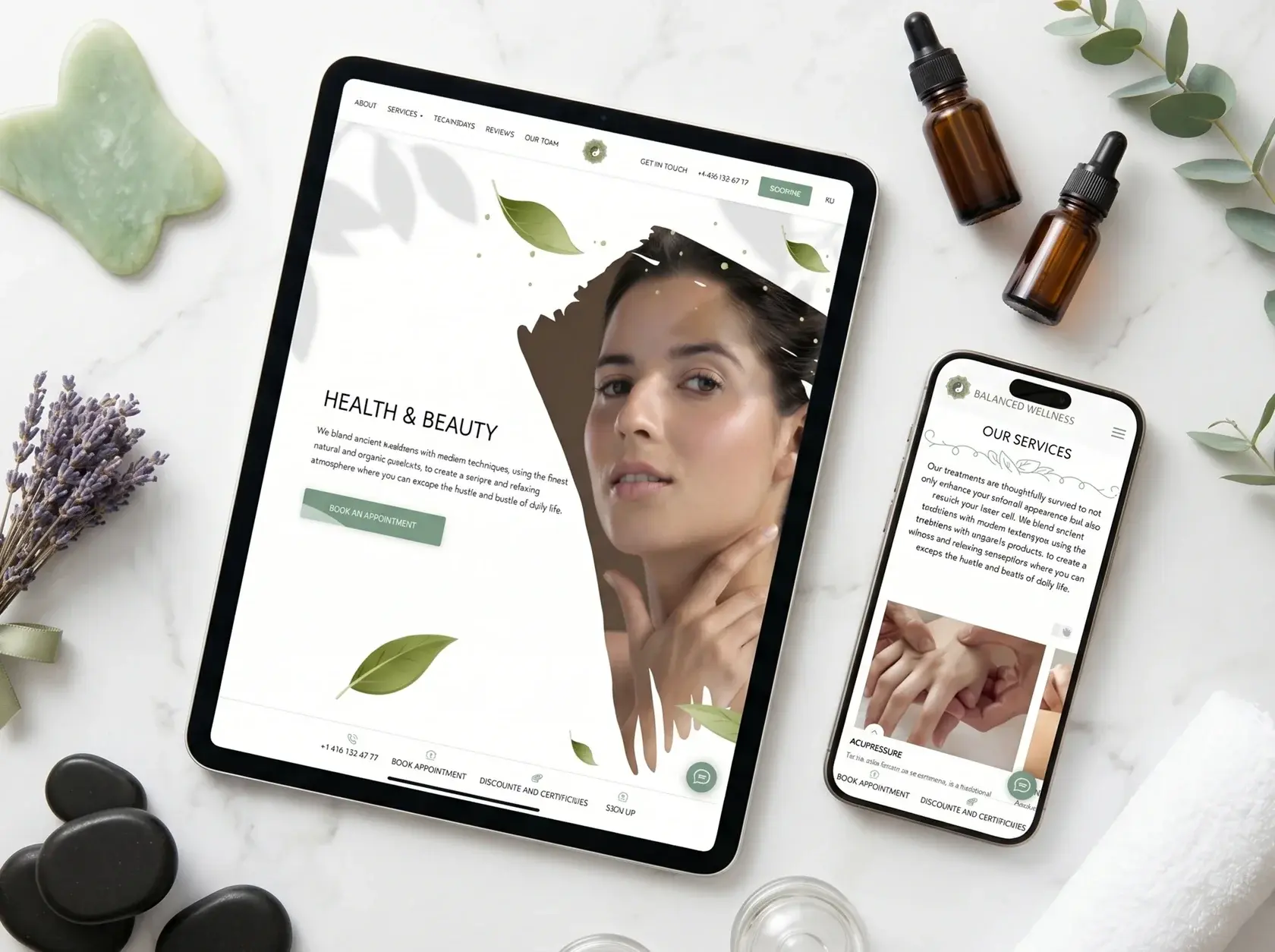Balanced Wellness treatment menu on a laptop