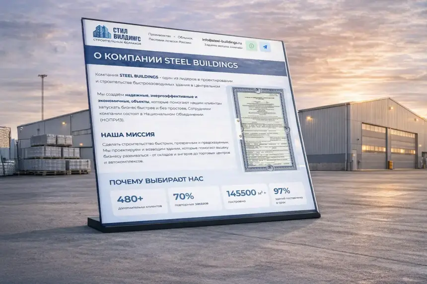 Steel building types shown on a laptop screen