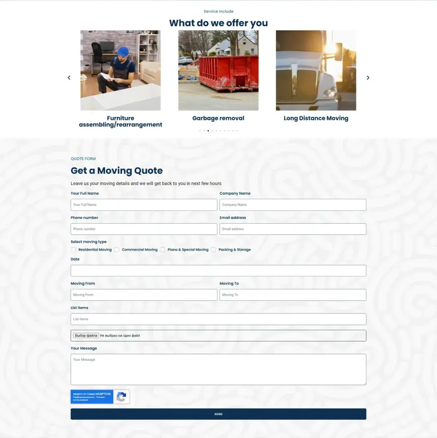Quote request with move type and item list