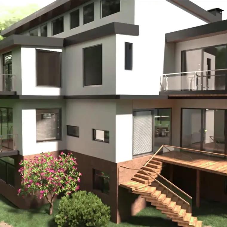 CiRealty house render in evening light