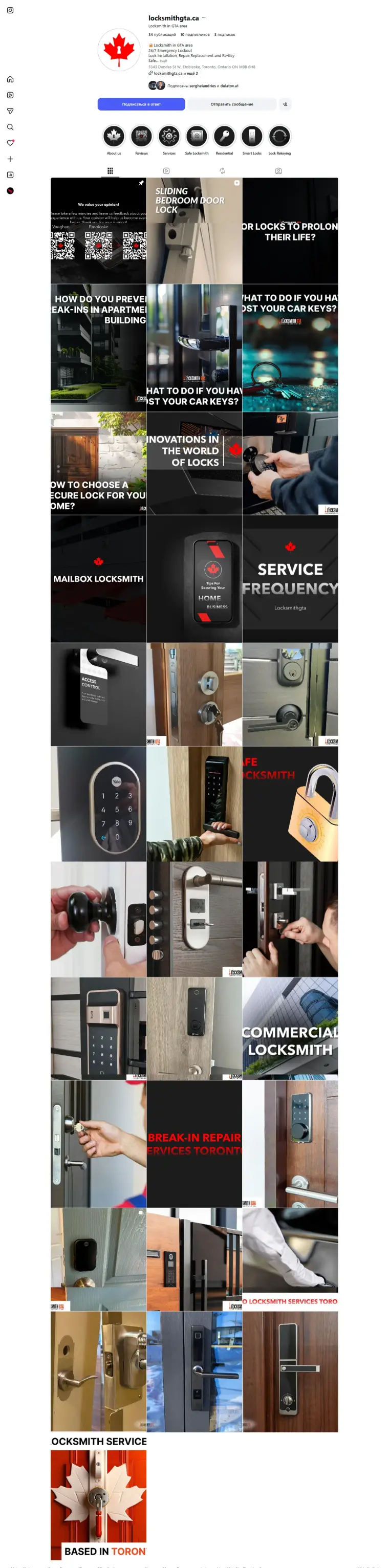 Locksmith GTA Instagram feed design