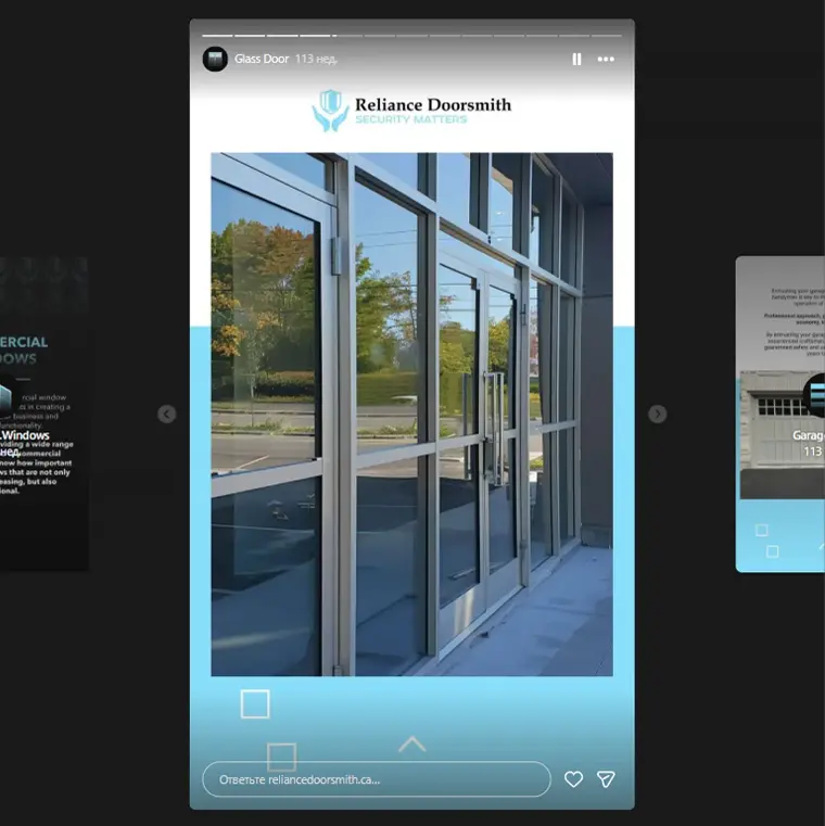 Reliance Doorsmith Instagram highlights and header