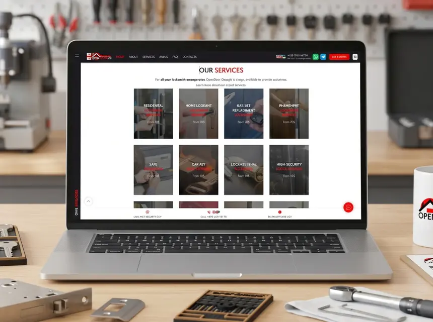 Locksmith services catalogue on OpenDoor.ge